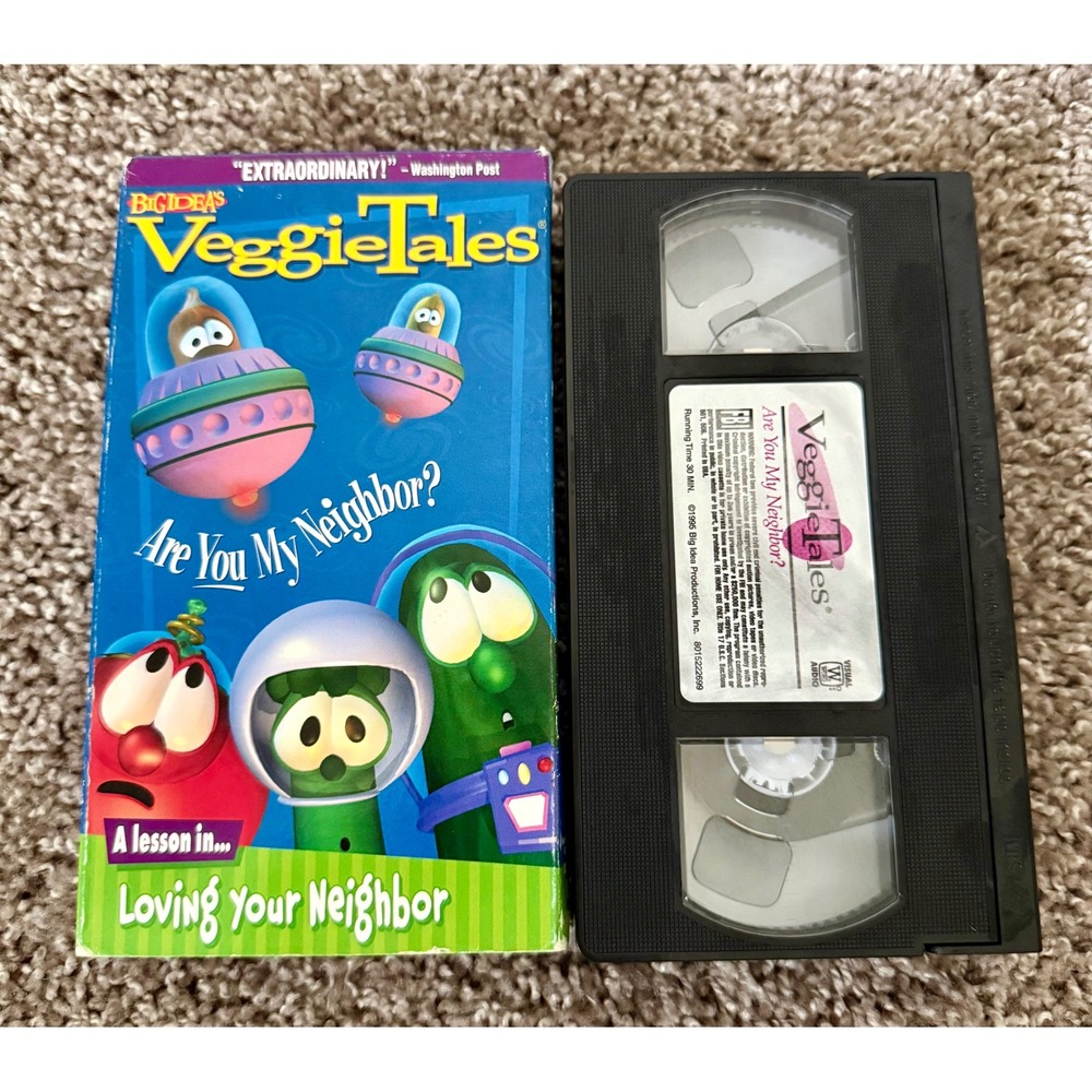 Big Idea VeggieTales VHS Kids Blue Good Are You My Neighbor 1995 Animation